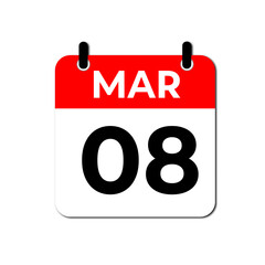 Calendar Icon Showing March 8th. International Women's Day Reminder Symbol Vector