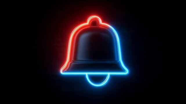 Neon Notification Bell: Red and Blue Alert Icon