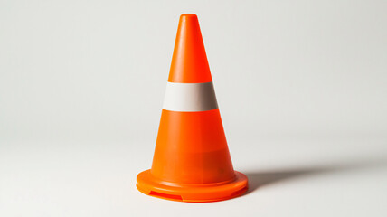 Bright Orange Traffic Cone Isolated on White Background