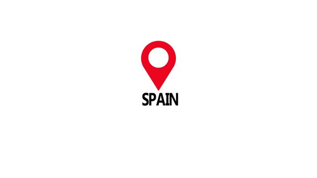 Spain location pin, in the country Rome, Italy . suitable for holiday tours, travelers, and more. isolated on a white background with 4k video animation