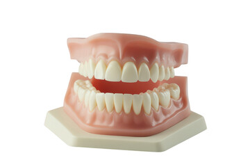 Obraz premium A realistic dental model upper and lower teeth. designed for educational purposes. displayed against a clean white background. ideal for dental training and patient education
