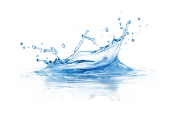 A stunning splash of clear water creating dynamic ripples and droplets against a pristine white background. capturing the beauty and fluidity of nature for artistic or commercial use