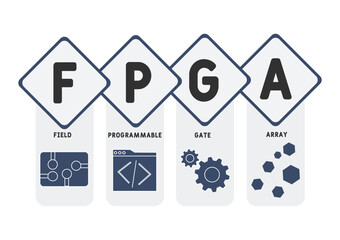 FPGA - field programmable gate array acronym. business concept background. vector illustration concept with keywords and icons. lettering illustration with icons for web banner, flyer, landing