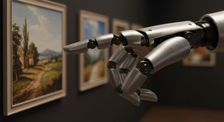 Robotic arm interacting with painting