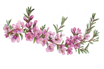 A beautiful arrangement of delicate pink flowers with green leaves. elegantly displayed on a white background. ideal for use in floral designs. invitations. or nature-themed projects
