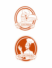 This logo features a smiling chef, ideal for a restaurant or culinary business