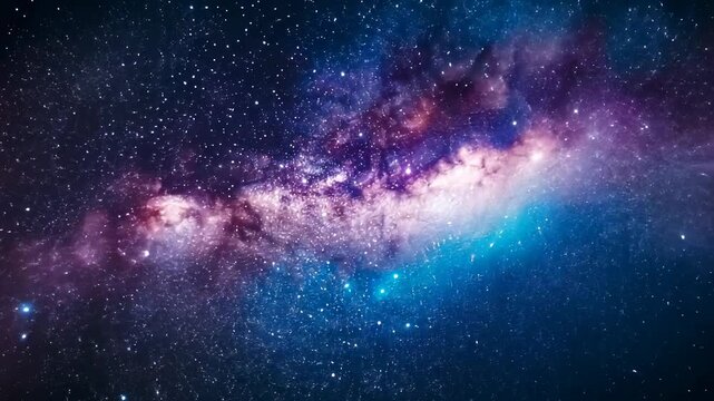 Celestial journey through vibrant galactic nebula and shimmering stars
