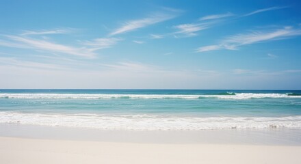 Serene beach landscape tranquil ocean and sky