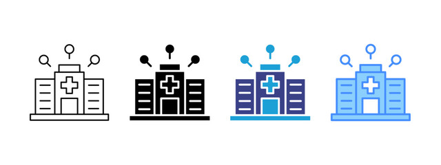 Hospital icon set multiple style collection