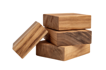 Stacked wooden blocks with natural grain on black background image, Isolated On Transparent Background, Png