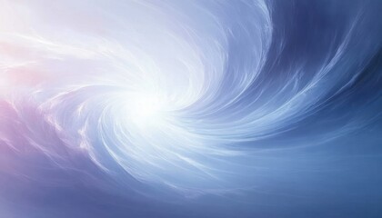 Abstract swirling white and blue light vortex with soft pastel hues creating a sense of motion and calm energy