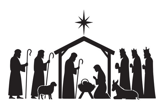 black silhouette of jesus born