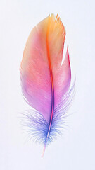 Vibrant Colorful Feather with Soft Texture on a Light Background