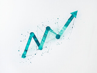 Watercolor Line Graph with Upward Trend and Abstract Elements