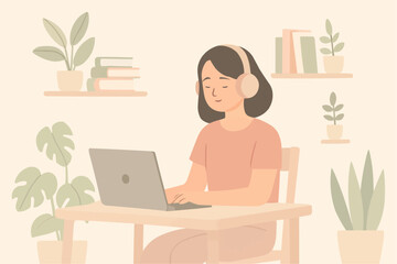 Introvert Working from Home in Cozy Setup