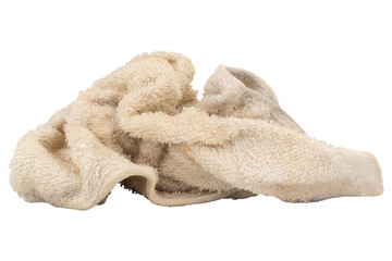 Used dirty white cleaning cloth on white background