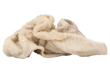 Used dirty white cleaning cloth on white background