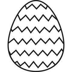 Simple Outline Easter Egg With Black Zigzag Pattern On Transparent Background For Coloring Or Decoration