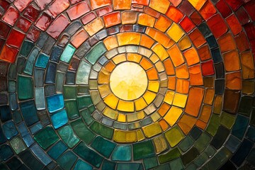 Fototapeta premium Colorful Spiral Mosaic Pattern in Warm Tones Artistic Glass Design