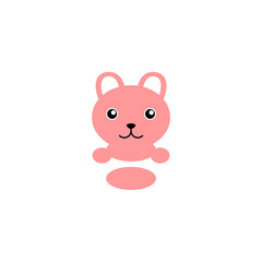 Cute and adorable pink bear and pig character illustration, simple animal design