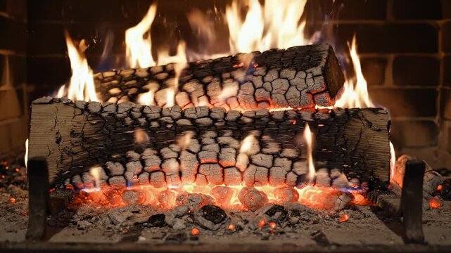 Wood Burning in Fireplace, Comfort and Warmth