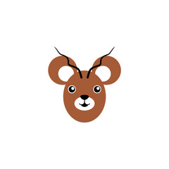 Cute Cartoon Deer Head with Antlers in a modern adorable animal design
