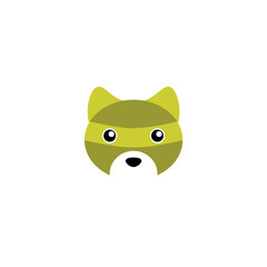 Cute Olive Green Masked Animal Head Icon