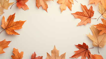 Autumn Leaves Arrangement on Neutral Background for Seasonal Decor