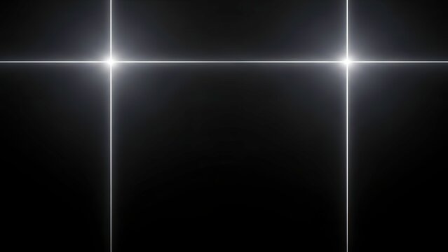 Abstract background with glowing white neon light lines forming a cross shape on a dark black void