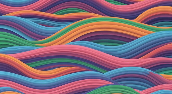 Abstract Seamless Pattern of Flowing Wavy Gradient Ribbons