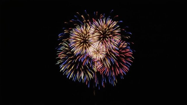 Spectacular colorful fireworks exploding in the night sky celebration