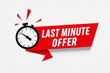 Urgent last minute offer with a stopwatch signaling time running out for a sale or promotion