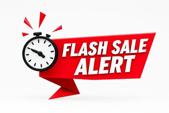 Urgent flash sale alert with a ticking clock emphasizing limited time and special offers for shoppers - Powered by Adobe