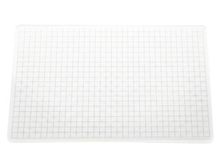 White plastic cutting mat with grid lines for craft projects on a transparent background