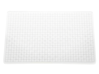 White plastic cutting mat with grid lines for craft projects on a transparent background