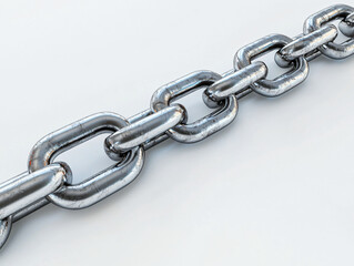 Obraz premium Close-up of Metal Links in a Chain with Glossy Finish and Reflections