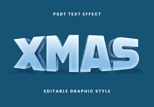 Blue And White Frosted Christmas Text Effect Winter Bold 3D Font