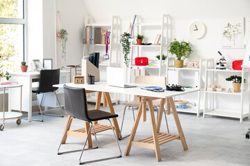 Doctor's workplace in interior of medical office