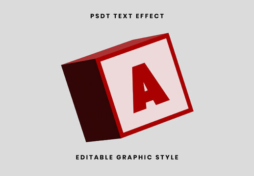 Red And White 3D Block Letter Text Effect Toy Geometric Cube Font
