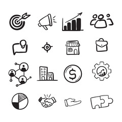 Hand Drawn Business, Marketing, and Success Doodles Icons