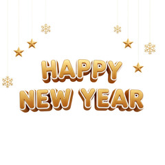 Happy new year golden text isolated on transparent background