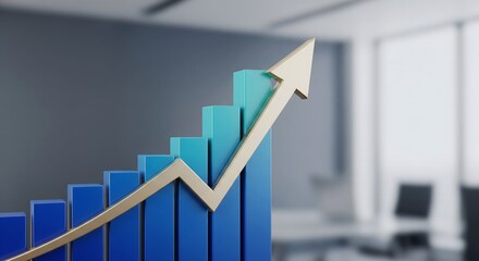 Business graph with arrow on top