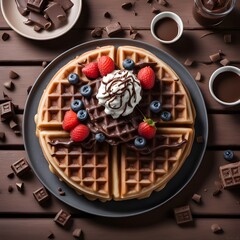 Waffles de chocolate simple and hyper realistic photography 
