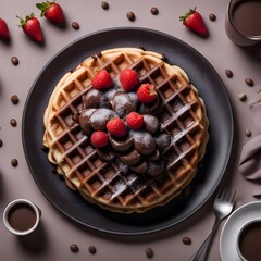 Waffles de chocolate simple and hyper realistic photography 