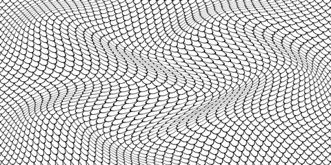 simple black outline fish scale wave pattern for banner poster background. © kowsar