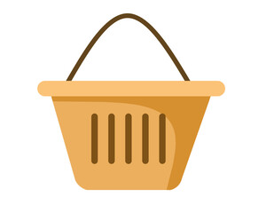 Simple Brown Shopping Basket Icon for Retail or Groceries