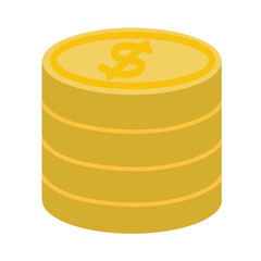 Stack of Gold Coins with Dollar Sign Icon Illustration