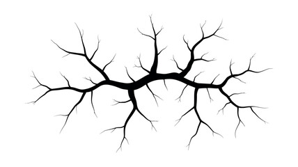 Black Silhouette Of A Branching Cracked Structure Vector Illustration
