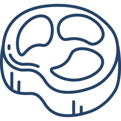 Simple Outline Icon of a Steak With Marbling Detail on a Transparent Background Ideal For Culinary Graphics and Food Related Content