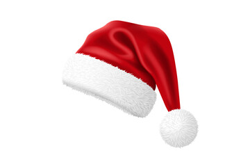 realistic christmas hat design isolated on the transparent background vector illustration.